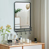 Wall-mounted Bathroom Mirror Rectangle Vanity Mirror with Storage Shelf & Hooks
