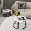 FATIVO Nesting Coffee Table Set of 2 White Marble Round End Table Pedestal Desk