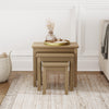 Set of 3 Nest of Tables Nesting Coffee Side End Wooden Nest Furniture Oak Veneer