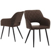2 Pcs Dining Chairs Faux Leather Diamond Cushion Seat With Hole Brown Grey