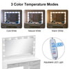 Large White Dressing Table Stool Set with LED Light Mirror Vanity Make up Desk