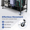 Garage Golf Storage Rack Bag Stand w/Detachable Side Golf Club Rack-Black
