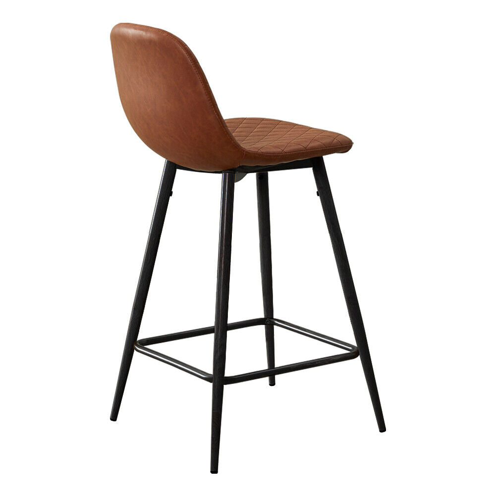 2X Bar Stools Fabric/Faux Leather Pub Chairs Breakfast Kitchen Metal Leg Modern