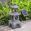 Outdoor Fountain Solar Powered Pagoda Garden Cascading Water Feature with Lights