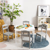 Children Wooden Table and 4 Chairs Set Activity Desk Set Grey