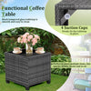 3Pcs Outdoor Conversation Set Garden Furniture Patio Rattan Sofa Table Set Blue