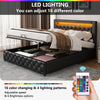 4ft6 Double Gas Lift Ottoman Storage Bed Frame w/ LED Lights Faux Leather Black