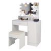 LED Mirror Dressing Table Vanity Set with Stool Storage Cabinet Drawer Shelf