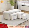 UK Easy to Assemble Teddy Velvet Window Seat Ottoman Bed End Sofa w/4 Footstools