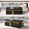 Modern Black Rectangular Coffee Table with 2 Storage Drawers for Living Room