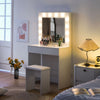 Dressing Table LED Lights & 1 Drawer Makeup Table with Mirror Bedroom White Gift