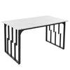 Dining Table Rectangular Marble Effects Tabletop Kitchen Table with Metal Legs