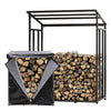 Garden Metal Storage Logs Shed Firewood Rack with Cover Log Storage Wood Holder