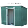 Outdoor Tool Box with Base Pent Roofing Steel Garden Shed House,Green,4ftx6ft