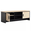 4FT TV Unit Display Stand Cabinet Rattan Door Storage Cupboard Open Shelf Wooden