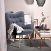 Nordic Fabric Accent Chair Fireside Armchair Wood Legs Sofa Buttoned Living Room