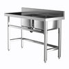 Catering Sink Stainless Steel Double Bowl Commercial Kitchen Left Hand Drainer