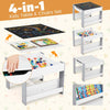 4 in 1 Toddler Activity Table w/Reversible Tabletop & Bookshelves-Grey