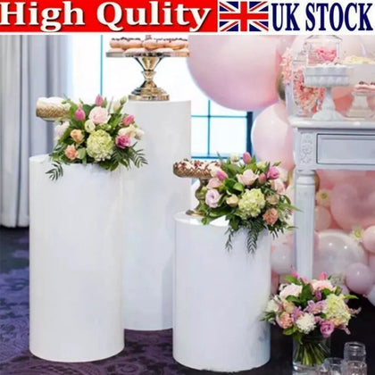 3pcs Round Metal Plinth Cylinder Dessert Pedestal Wedding Cake Flower Display UK