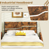 Metal Bed Frame Industrial Platform Bed Double Size-Brown