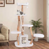 6-Tier Activity Center 168 cm Tall Solid Wood Cat Tree-White