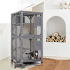 Wooden Cat House Kitten Cage Enclosure on Wheels w/Asphalt Roof 2 Platforms