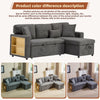 L-Shaped 3 Seater Corner Sofa Bed Pull Out Sectional Couch with Storage, Grey