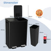 2 x 30L Trash Bin Dual Compartment Trash Can Pedal Classified Garbage Bin Black