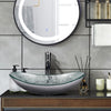 Silver Bathroom Countertop Basin Tempered Glass Wash Sink Boat Shape w/Tap Waste