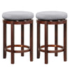 2X Counter Height Stool Rubber Wood Swivel Bar Stool w/Padded Cushion Gray&Brown