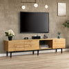 TV Unit with LED Lights, 3 Door Modern Media Stand Cabinet Living Room Furntiure