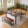 Wood Dining Table and 2 Chair with Bench 4 in 1 Restaurant Kitchen Furniture Set