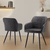 2Pcs Grey Faux Leather Dining Chairs Office Chairs Padded Seat Kitchen