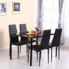 3 sizes Black Glass Dining Table and 4/ 6 Faux Leather Chairs Set Home Furniture