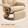 Recliner Chair with Footrest, Manual Reclining Armchair with Wooden Base, Beige