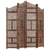 Keketa Hand carved Panel Screen with 4 Panels, Folding Room Divider, Wooden Y0P9