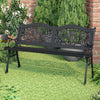 Cast Iron Outdoor Bench Garden 3 Seater Furniture Wood Park Seat Patio Armrest