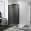 Black Walk In Shower Enclosure Screen With Flipper Panel Wet Room Glass Cubicle