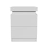 LED Bedside Table 2 Drawers Cabinet Charging Station Nightstand Storage White