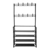 Black Metal Clothes Rail Rack Garment Stand Corner Open Wardrobe with Shelf