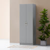 2 Door Wardrobe Grey Modern Narrow Storage Hanging Rail Shelf Storage