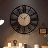Wall Clock Big Giant Large Roman Numerals Skeleton Metal Face Clocks Wood Centre