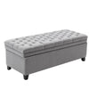 Large Linen Ottoman w/ Storage Button-Tufted Bedroom Bench Hinge End Of Stool