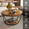 Home Accent Table 2-Tier Round Coffee Table w/ Storage-Coffee