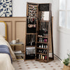 Floor Jewelry Cabinet Armoire Lockable Standing Jewelry Organizer w/Mirror