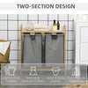 Bathroom Bamboo Laundry Basket Hamper Cloth Pull Out Bag Top Shelf Storage Unit