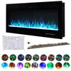 Modern 40 inch Electric Fireplace Mounted Inset/Wall Fire Logs& Crystal Fuel Bed