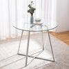 Clear Round Tempered Glass & Chrome Leg Living Room Side End Dining Table Office