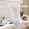 360° Rotateable Makeup Vanity Mirror 3 Color LED Lighted Mirror w/ Touch Screen