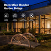 Wooden Garden Bridge Carbonized Fir Wood Arc Bridge W/ Wheel-Shaped Safety Rail